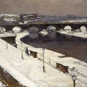 Seen Elbe and Augustus Bridge in winter by the Br